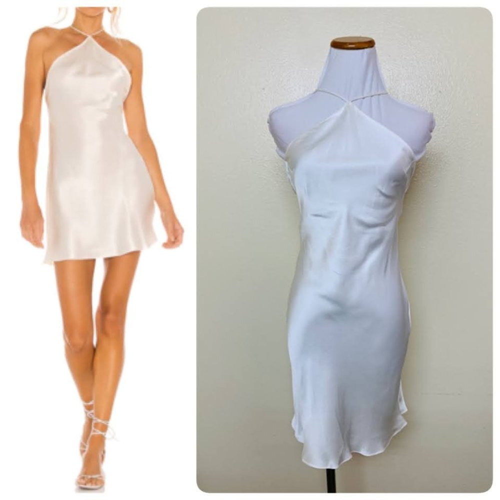 Amanda Uprichard X Revolve Claudia Mini Slip Dress Small Ivory Silk